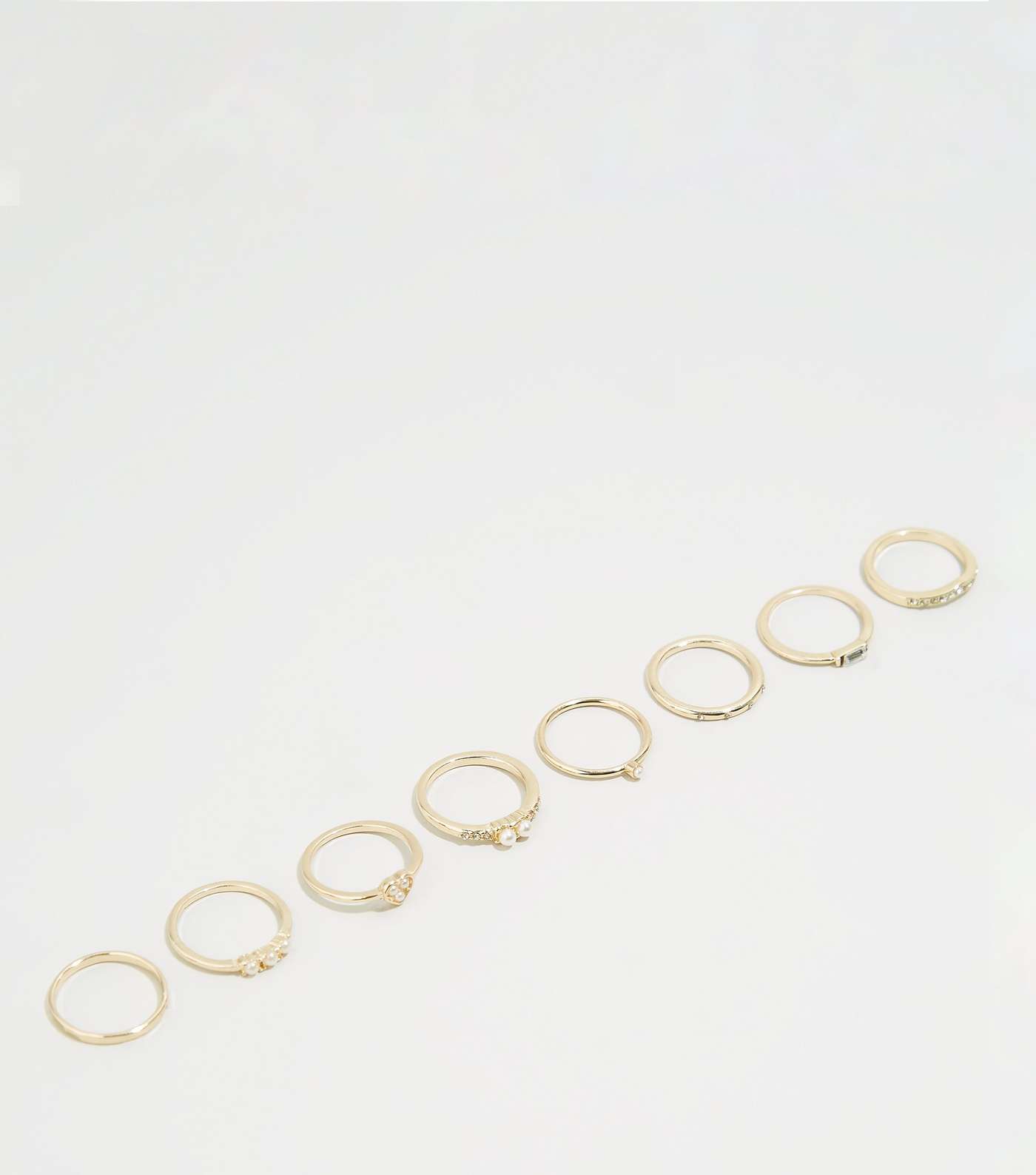 8 Pack Gold Faux Pearl Stacking Rings