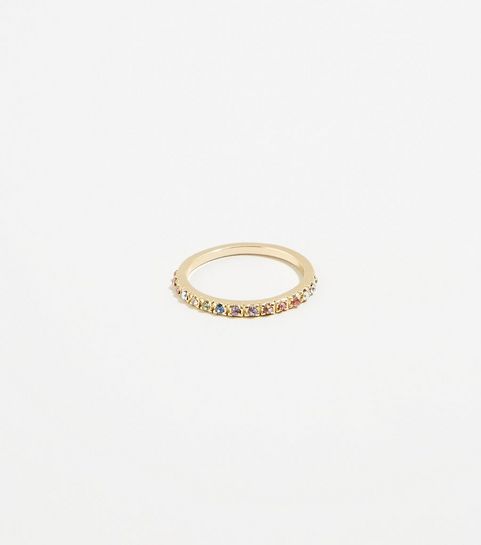 Multicoloured Pastel Diamanté Skinny Ring 