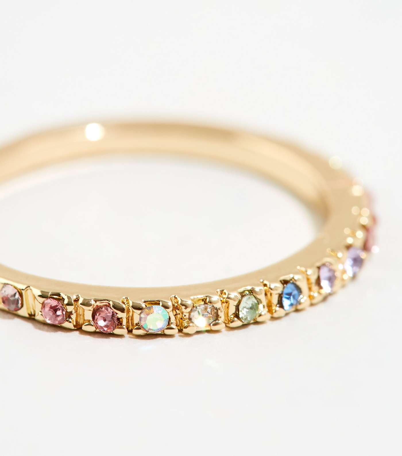 Multicoloured Pastel Diamanté Skinny Ring  Image 2