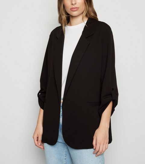 Black Collared Scuba Blazer