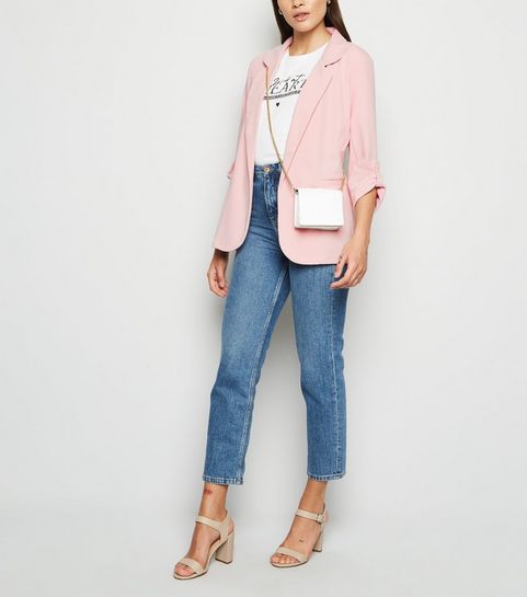 Pale Pink Collared Scuba Blazer