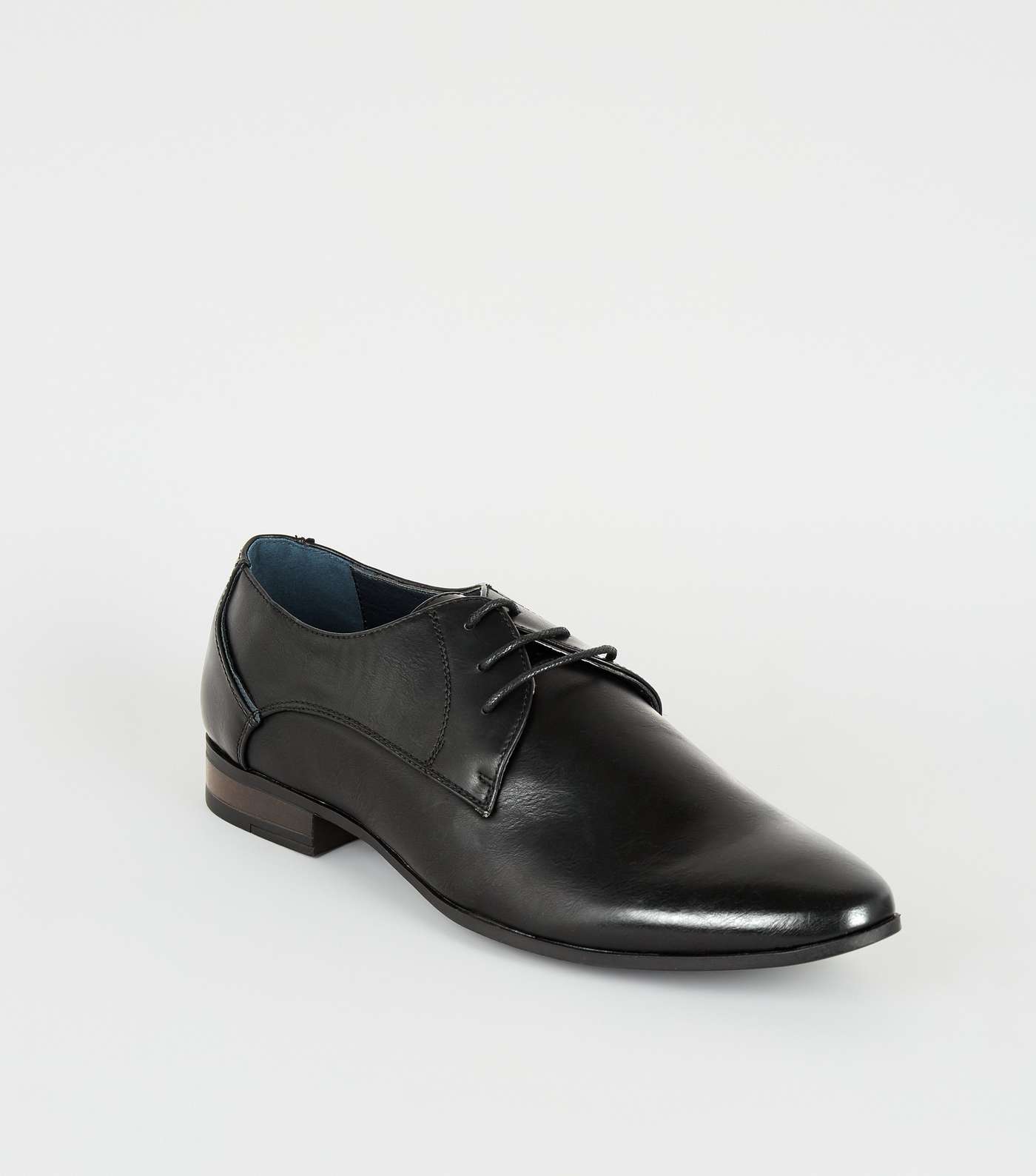 Black Leather-Look Lace Up Formal Shoes