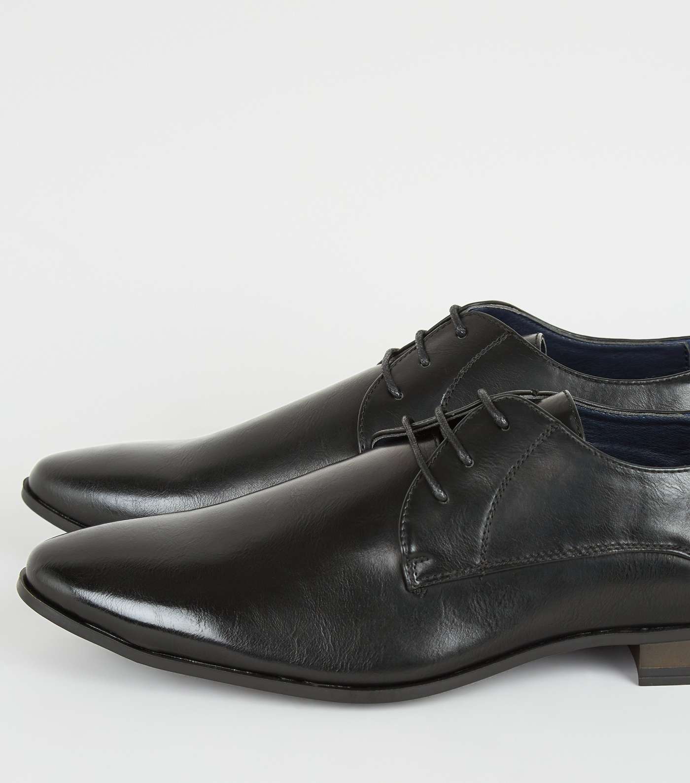 Black Leather-Look Lace Up Formal Shoes Image 3