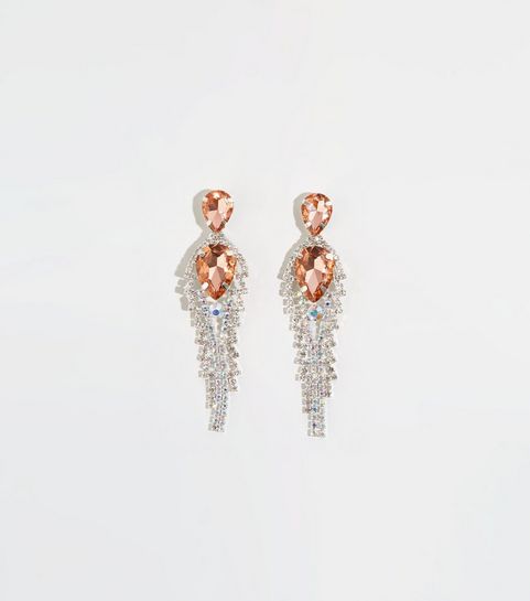 Boucles d’oreilles argentées Premium à pampilles à pierres