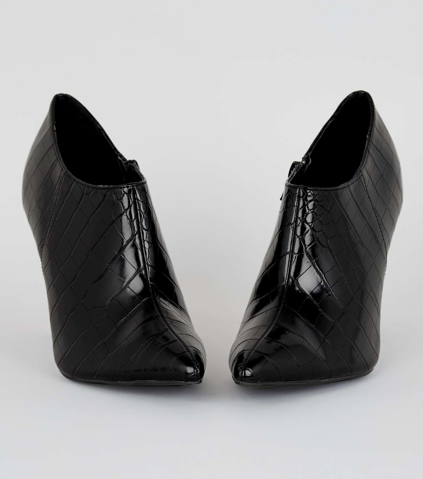 Black Faux Croc Pointed Shoe Boots Image 4