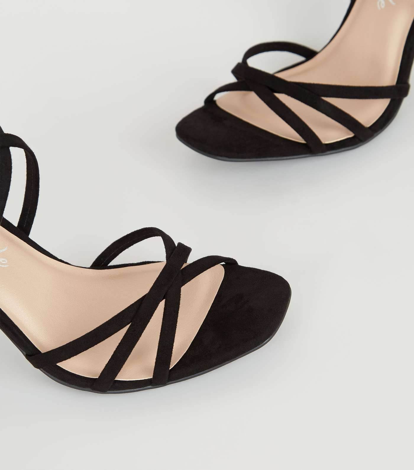 Black Strappy Square Toe Heels Image 4