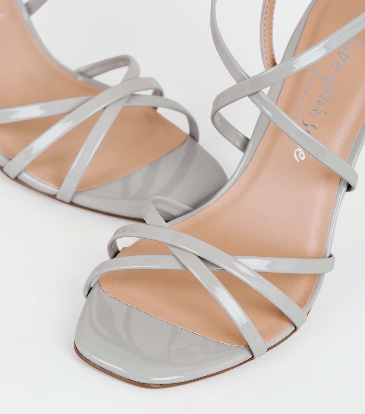 Grey Patent Strappy Stiletto Heels Image 3
