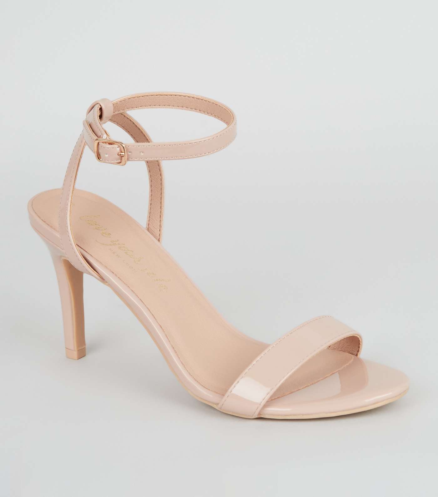Pale Pink Patent Mid Stiletto Sandals