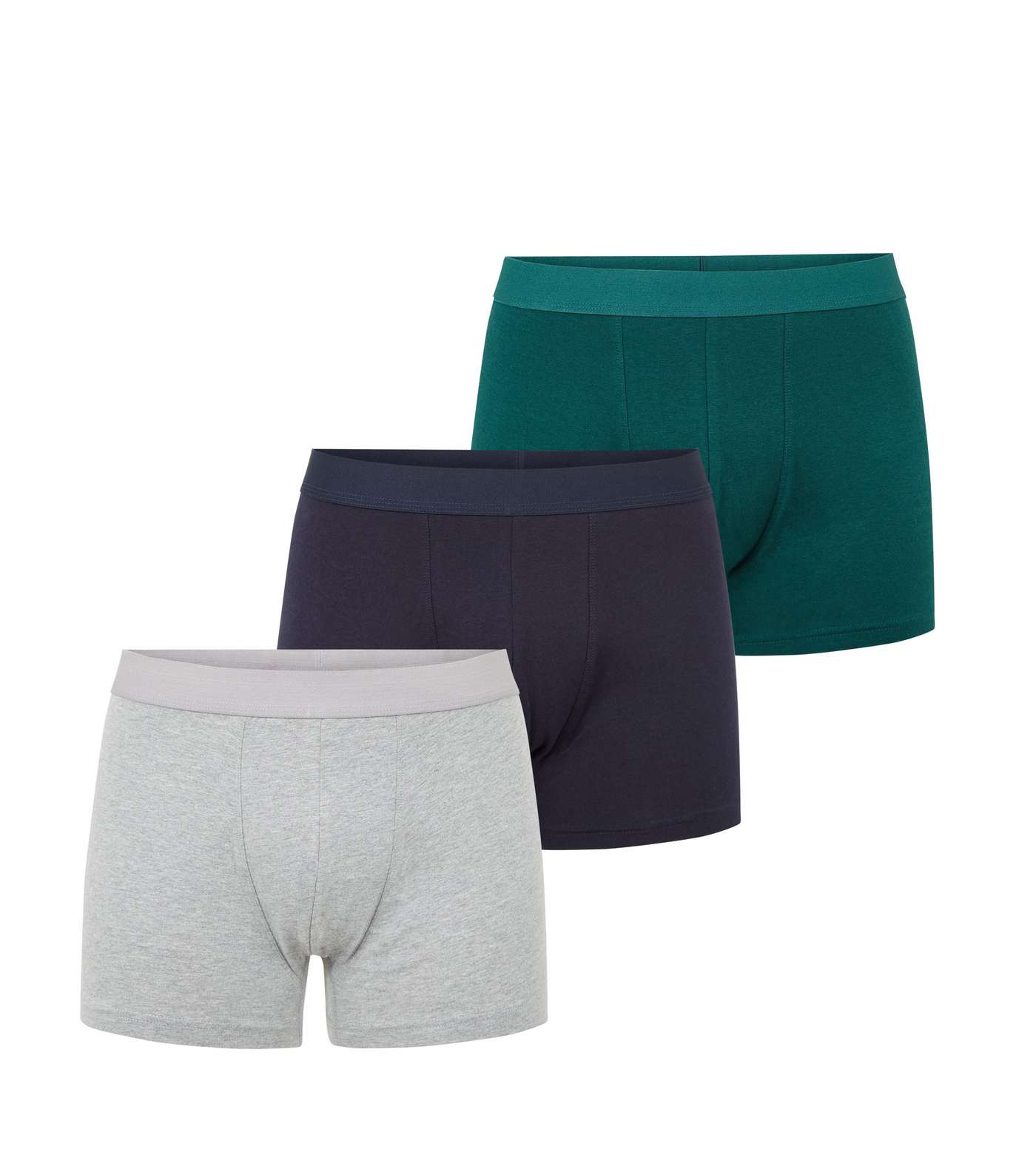 3 Pack Grey, Green and Navy Trunks Image 2