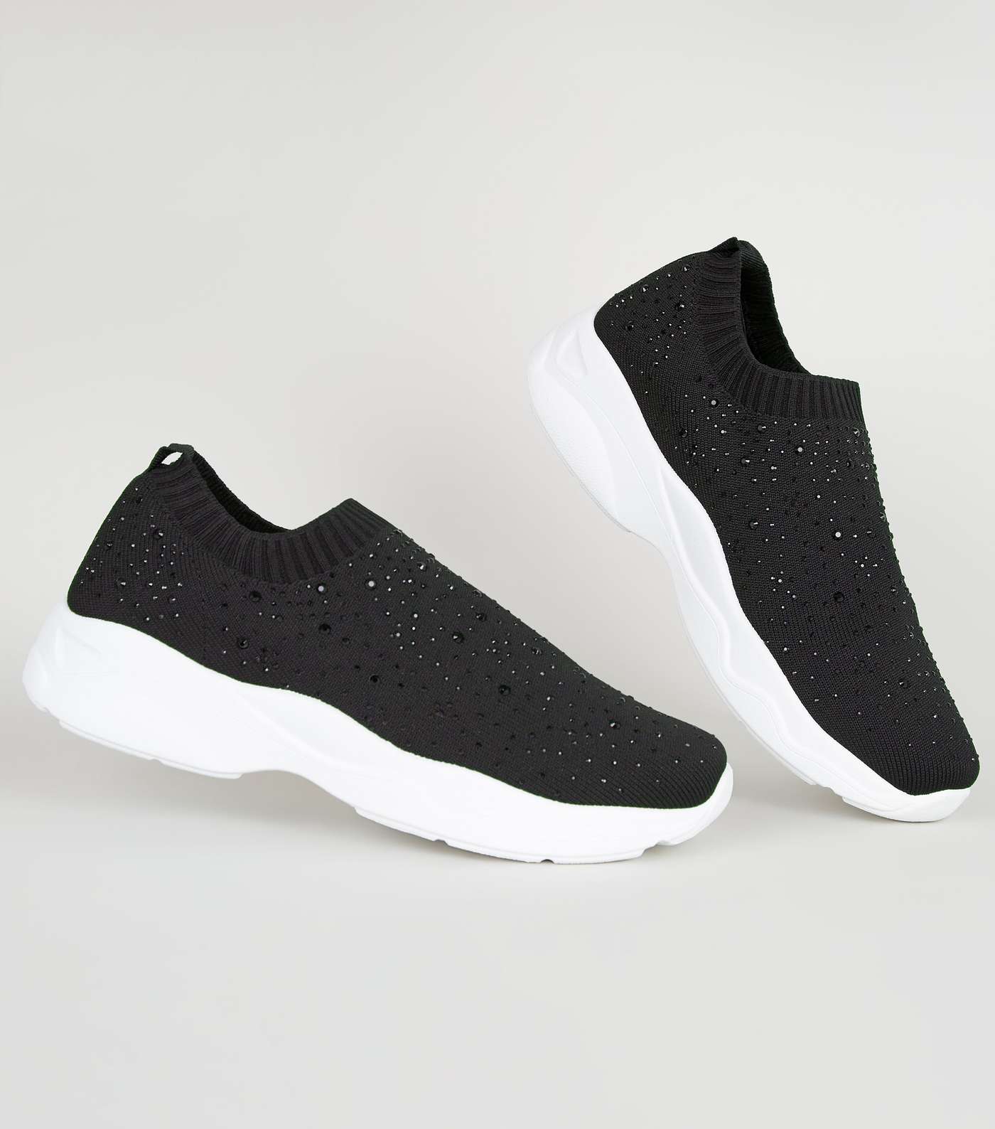 Black Gem Knit Chunky Trainers Image 4