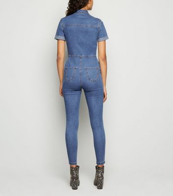 skinny denim boiler suit