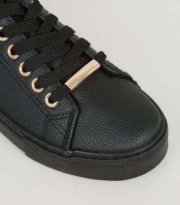 ladies black leather slip on trainers