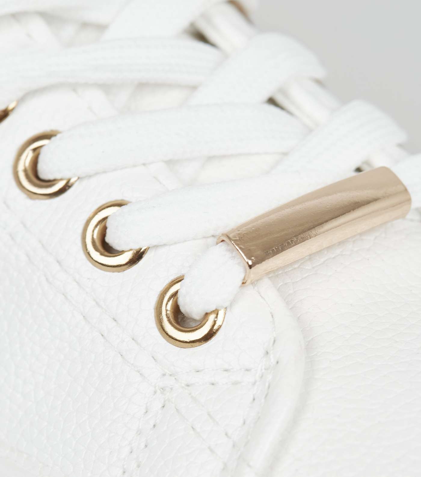 Girls White Leather-Look Lace Up Trainers Image 4