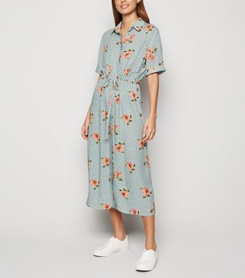 floral shirt midi dress