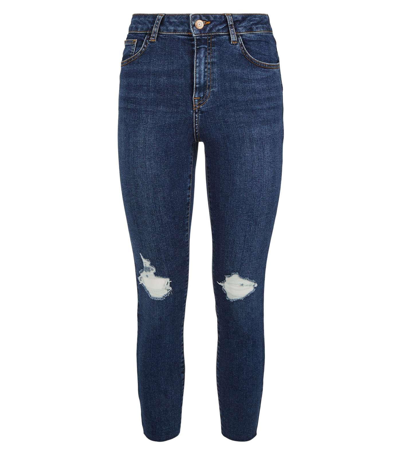 Petite Blue High Rise 'Lift & Shape' Skinny Jeans Image 4