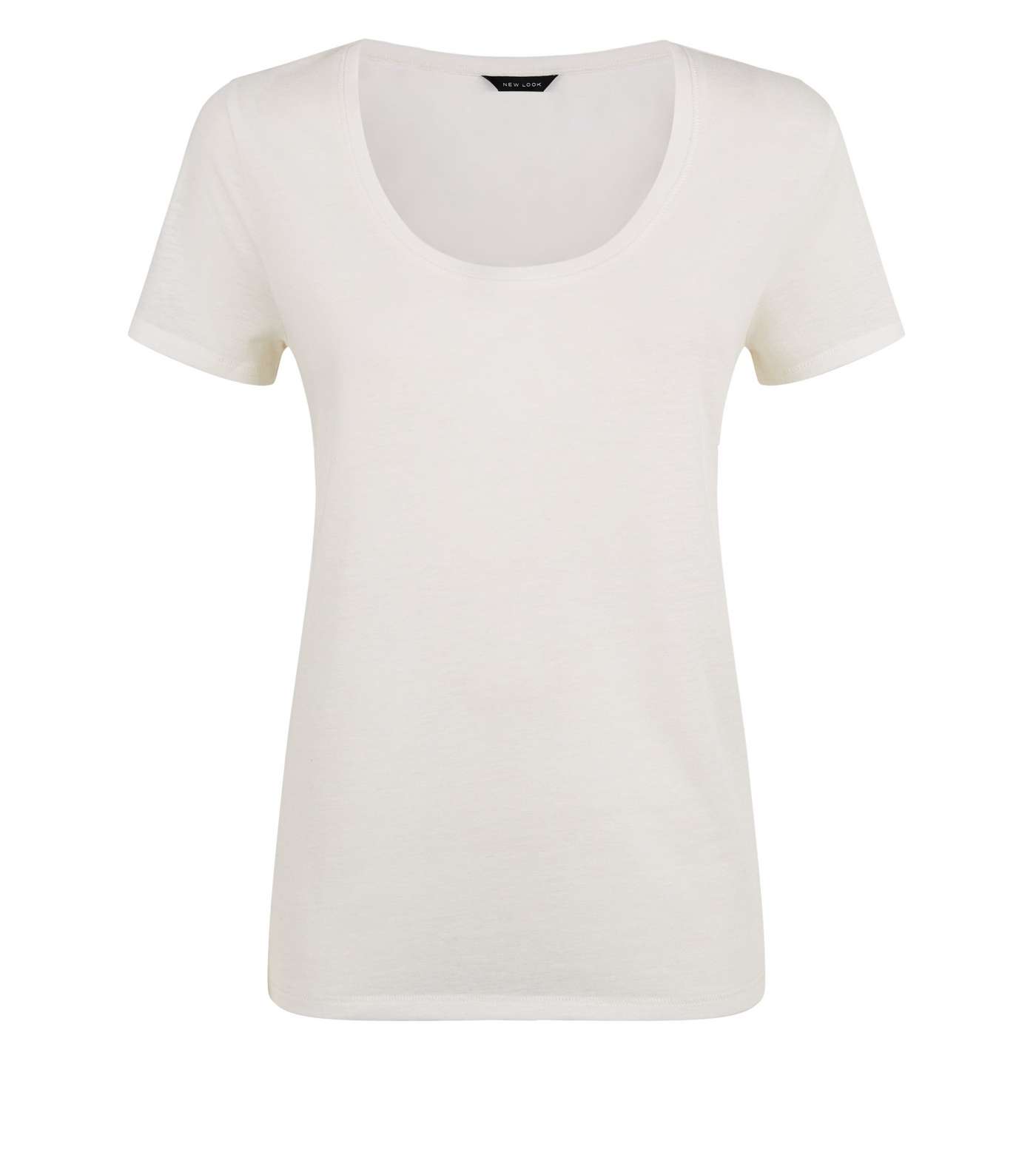 Off White Marl Scoop Neck T-Shirt Image 4