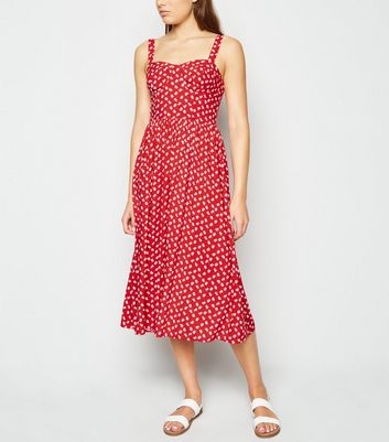 new look red floral midi dress