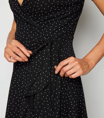 black spot wrap dress