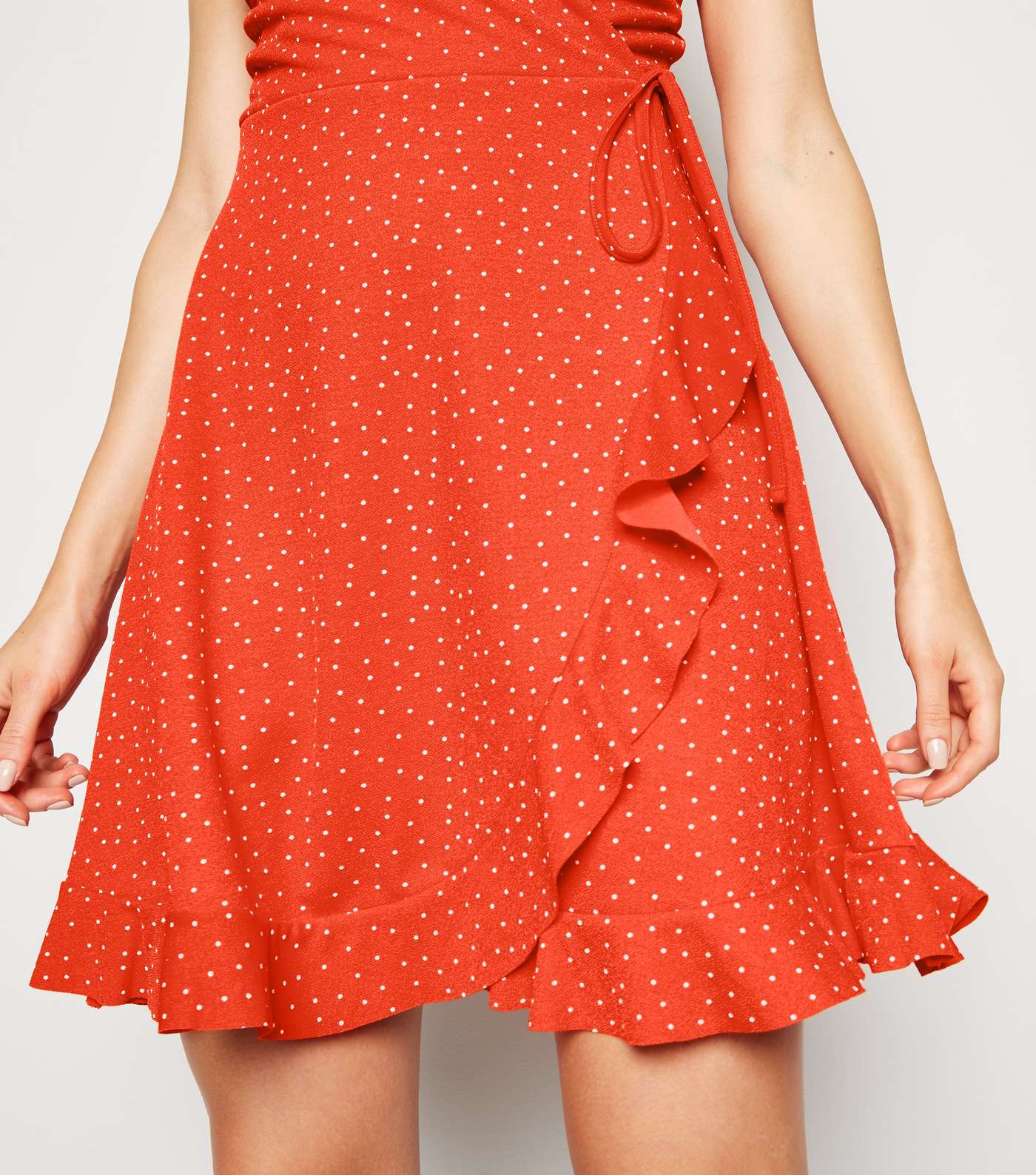 Red Spot Ruffle Wrap Dress Image 5
