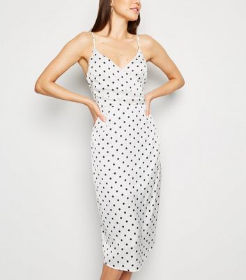 white polka dot dress new look