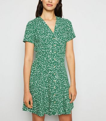 new look green spot dress