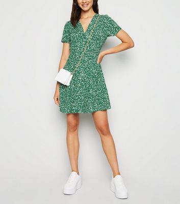 new look green spot dress