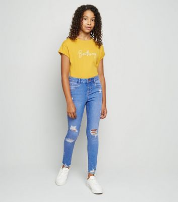 blue ripped jeans girls