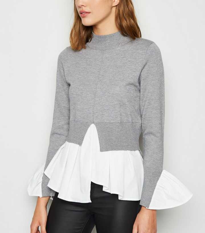 Grey 2 in 1 High Neck Jumper 
