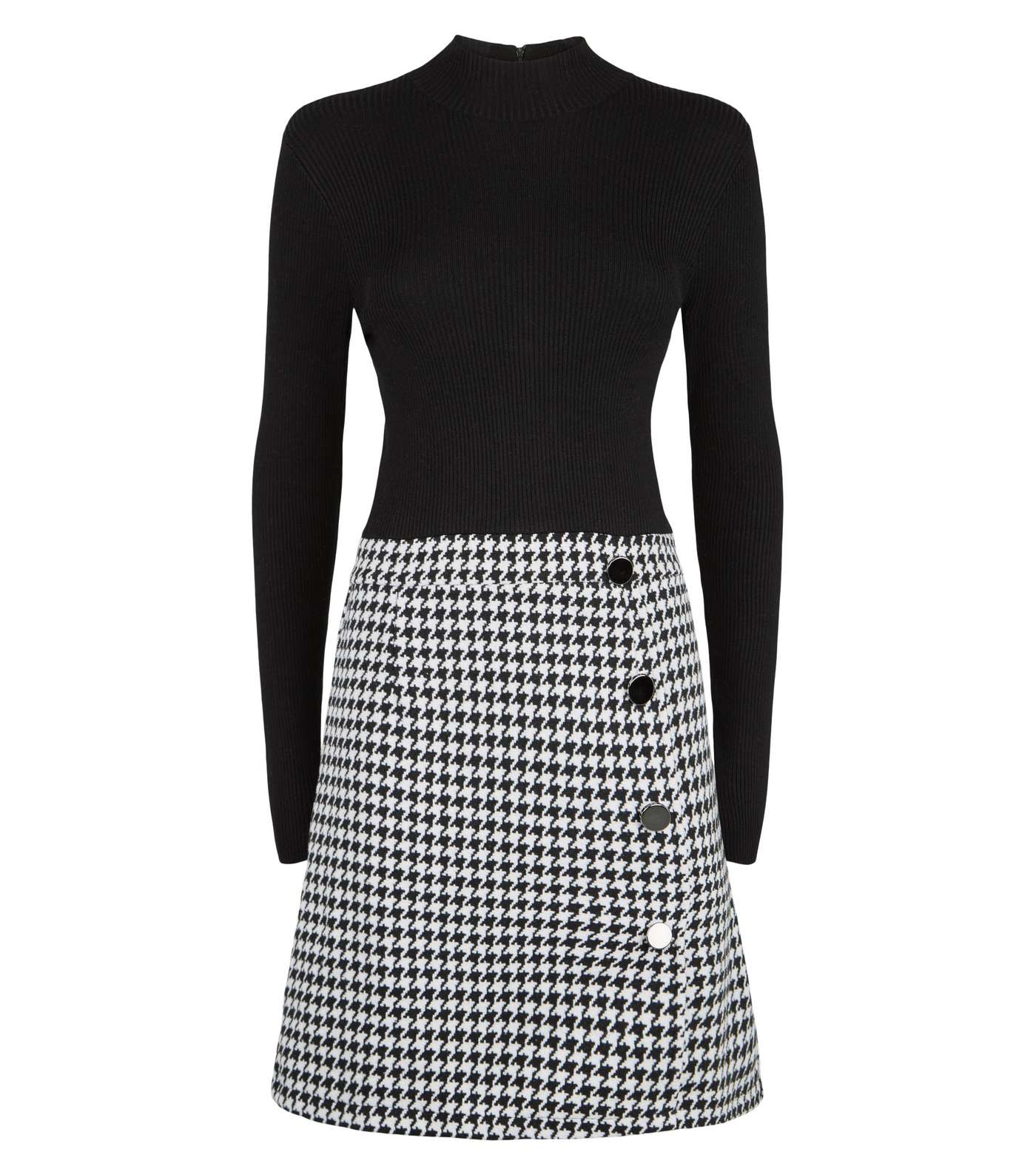 Black Dogtooth 2 in 1 Dress Image 4