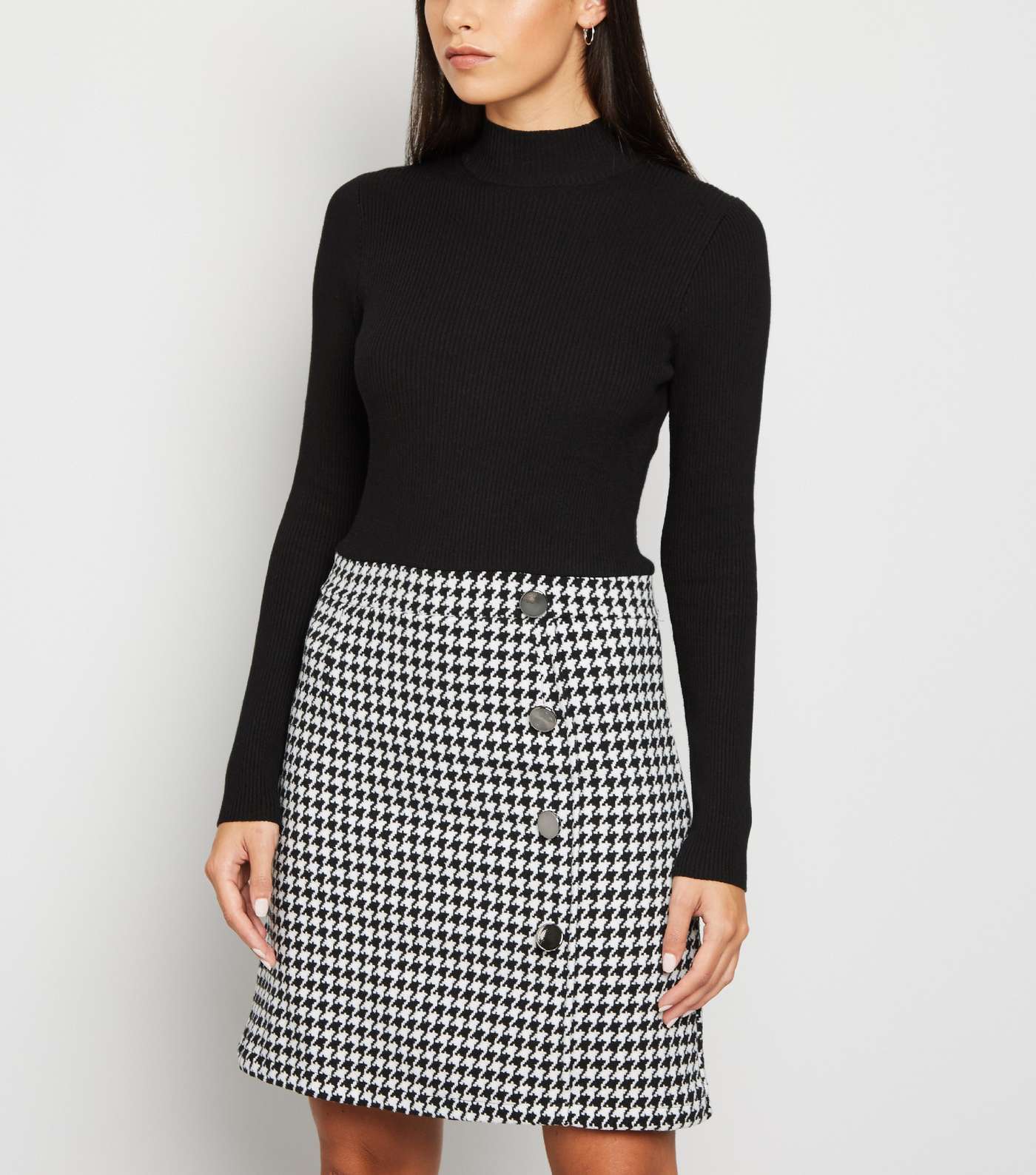 Black Dogtooth 2 in 1 Dress Image 2