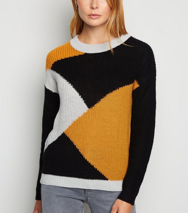 JDY – Senfgelber Pullover in Blockfarben