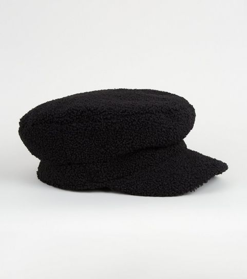 Black Boucle Baker Boy Hat