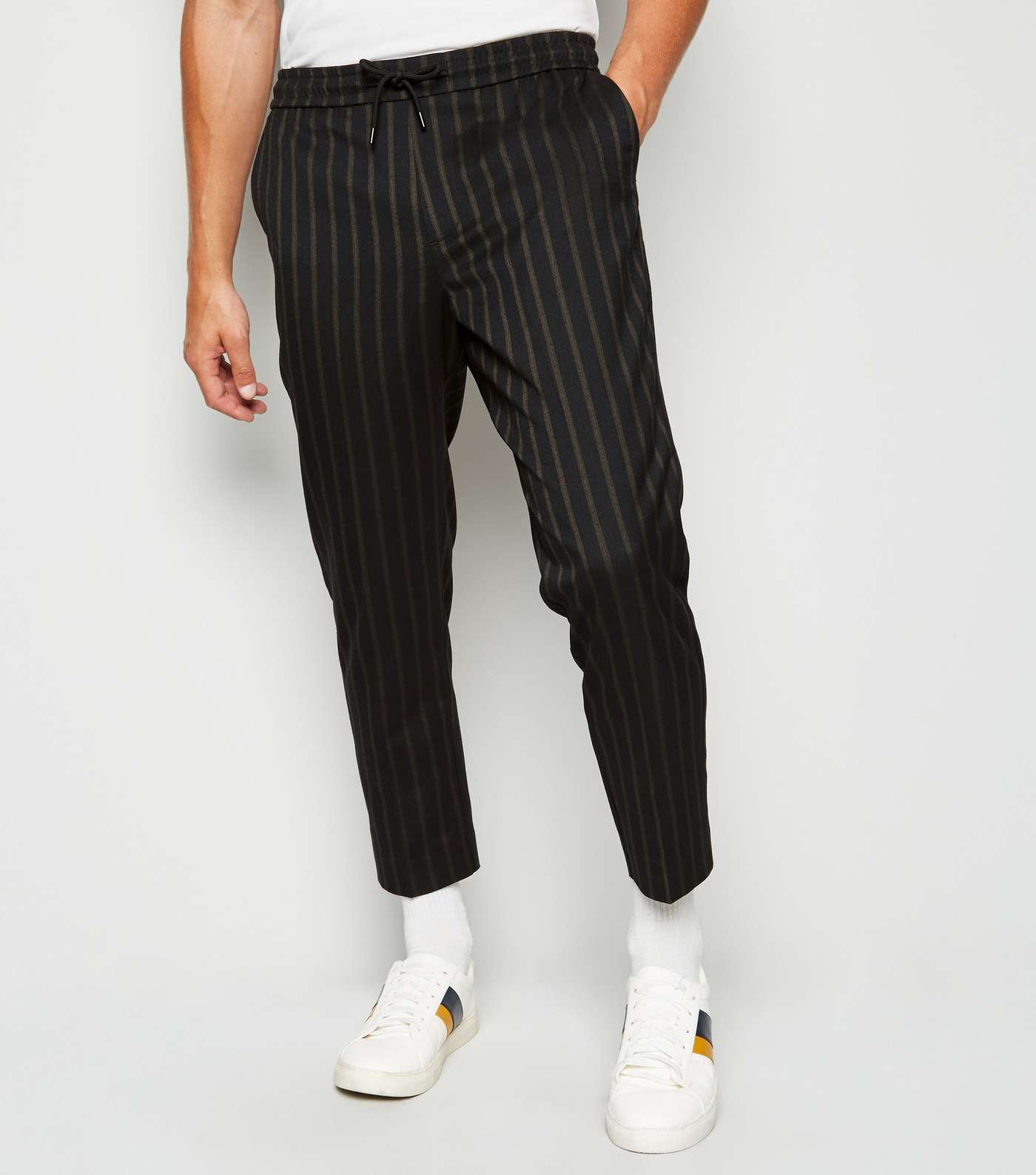 Black Stripe Slim Crop Trousers