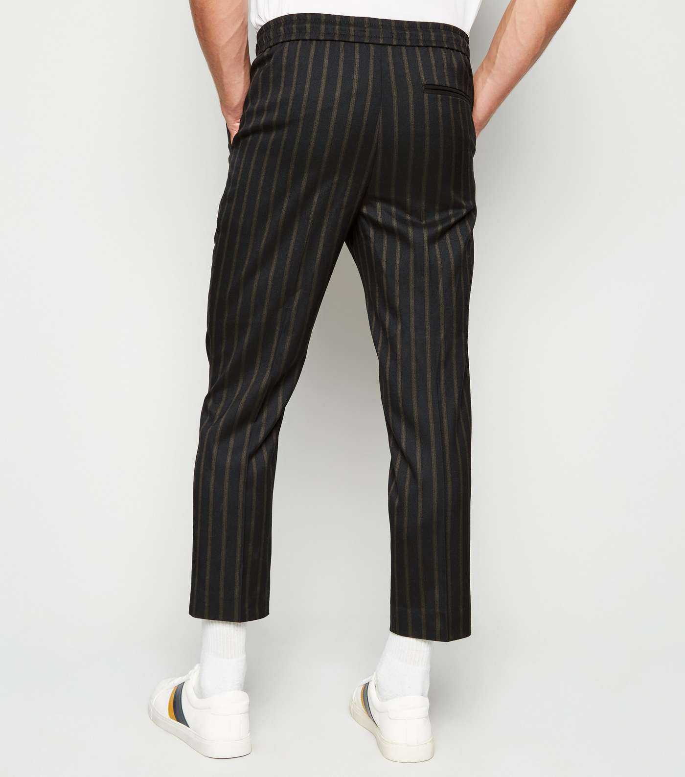 Black Stripe Slim Crop Trousers Image 3