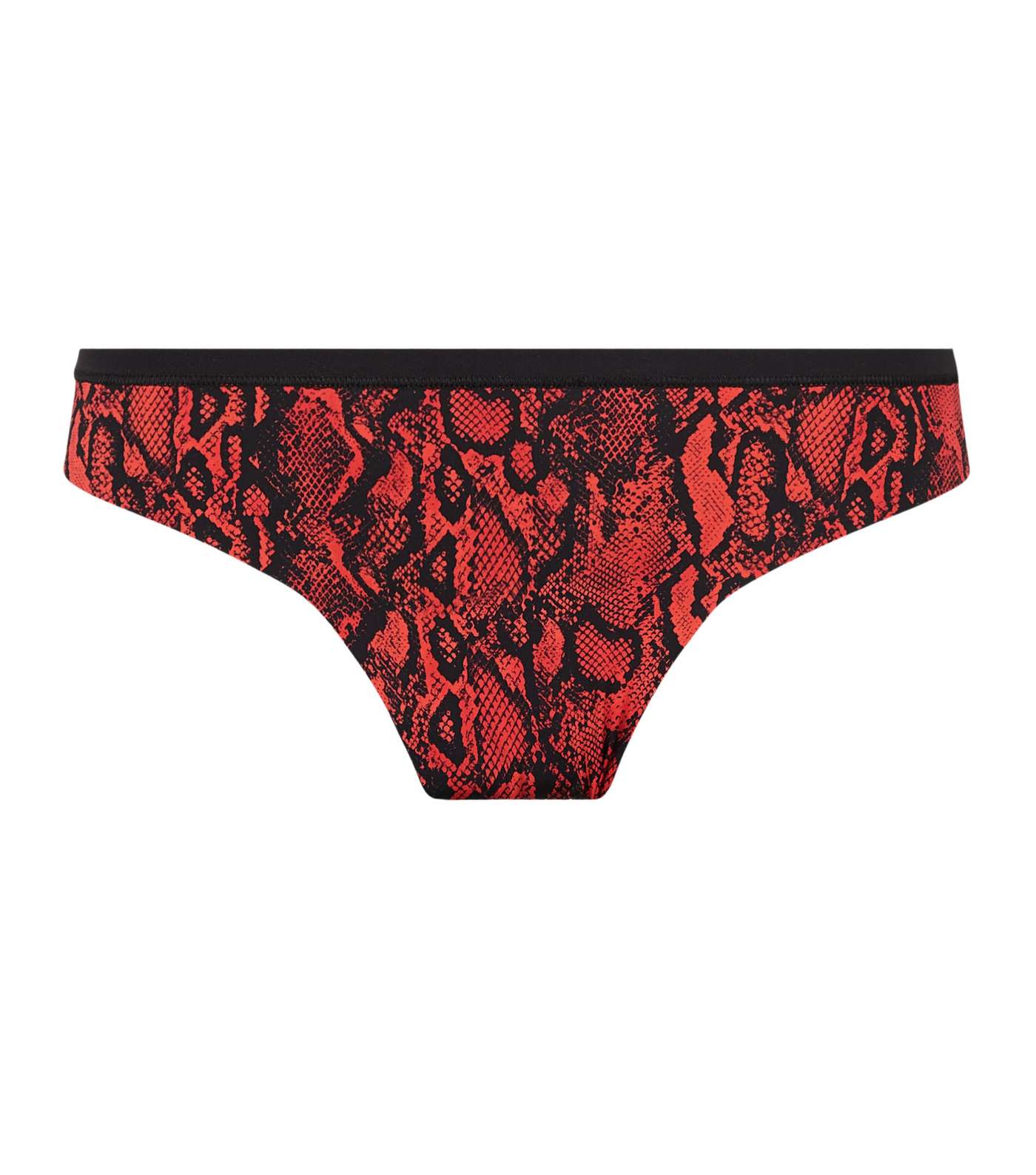 Red Snake Print Lace Trim Thong Image 3