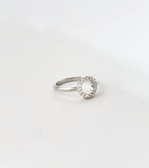 Silver Cubic Zirconia Open Circle Ring