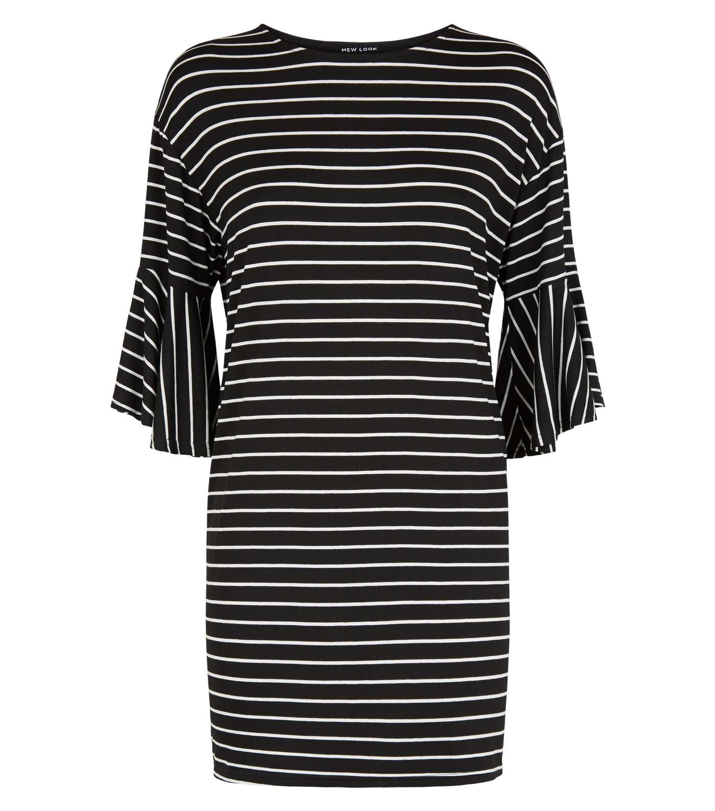 Black Stripe Bell Sleeve Longline T-Shirt Image 4