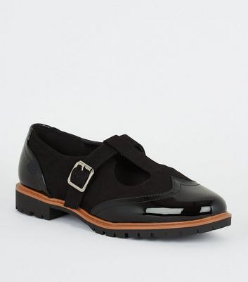 Wide Fit Black T-Bar Mary Jane Pumps | New Look