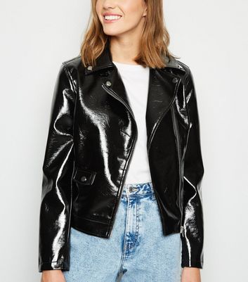 black patent biker jacket