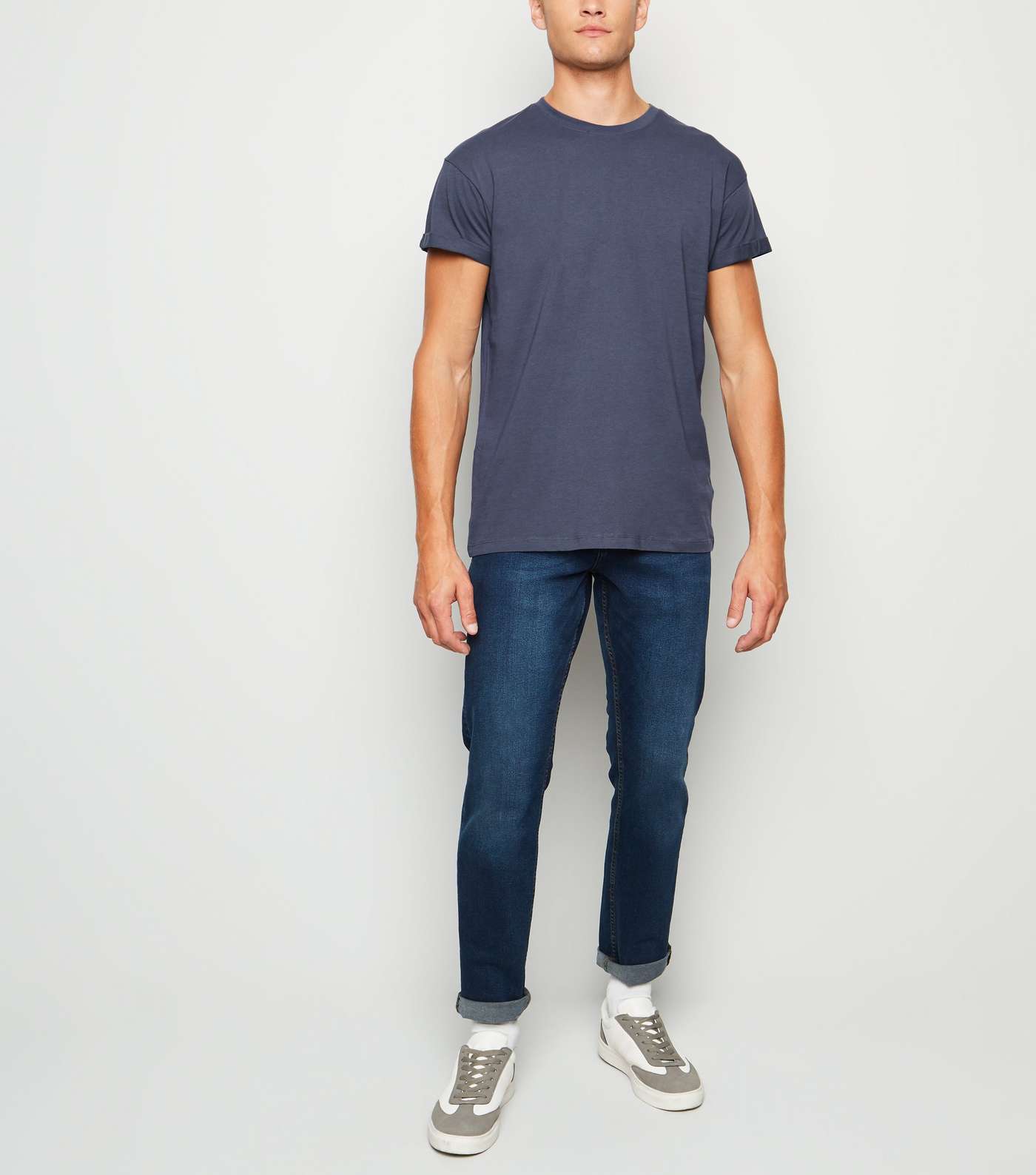 Bright Blue Roll Sleeve T-Shirt Image 2