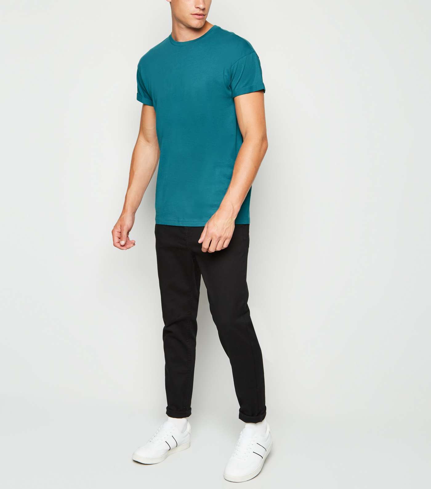 Teal Roll Sleeve T-Shirt Image 2