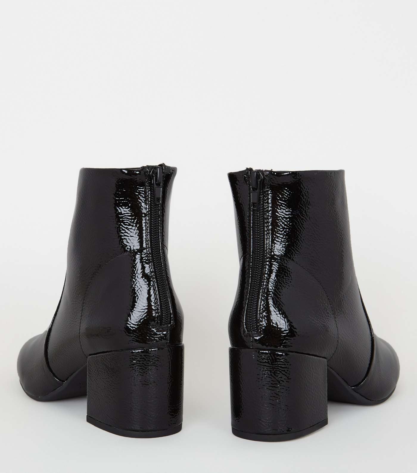 Black Crinkle Patent Heeled Ankle Boots Image 3