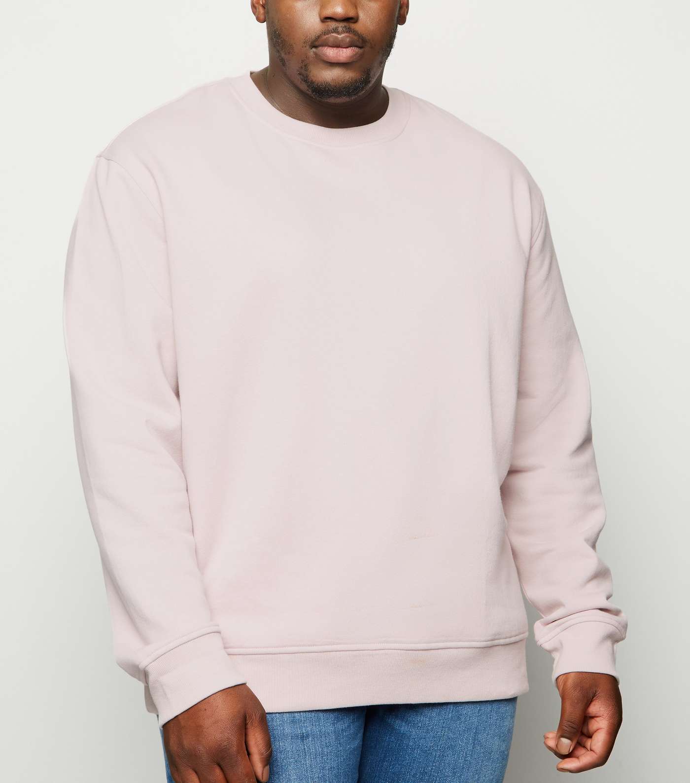 Plus Size Pink Long Sleeve Crew Sweatshirt