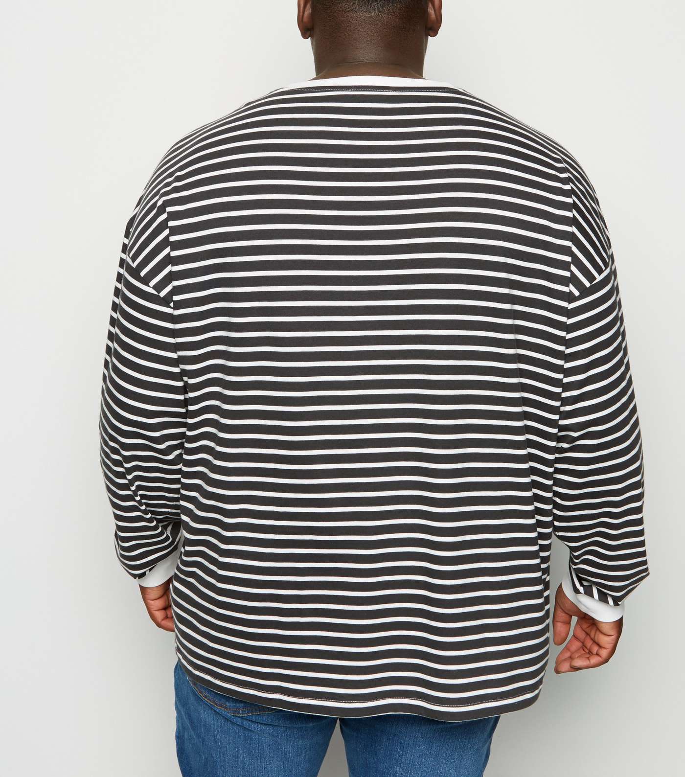 Plus Size Dark Grey Stripe T-Shirt Image 5