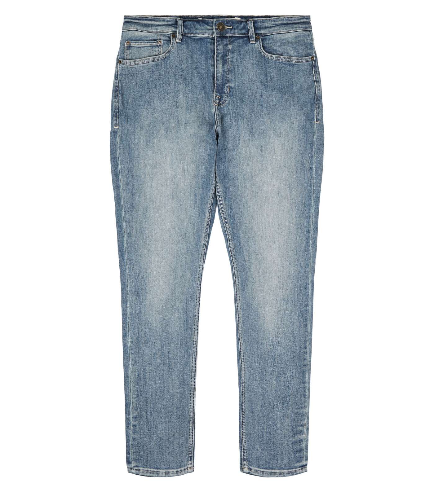 Pale Blue Vintage Wash Skinny Stretch Jeans Image 4