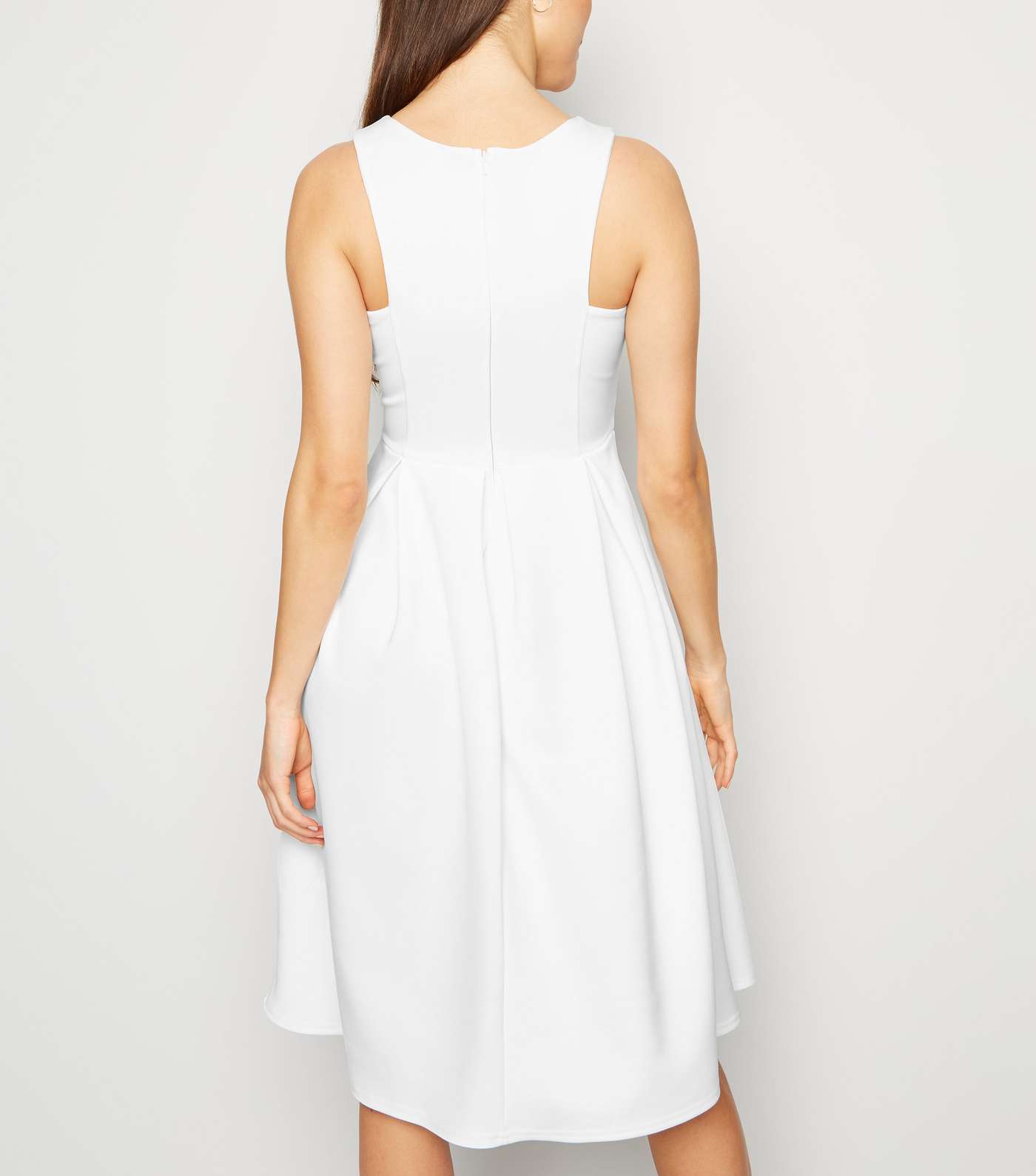 White Scuba Midi Prom Dress Image 5