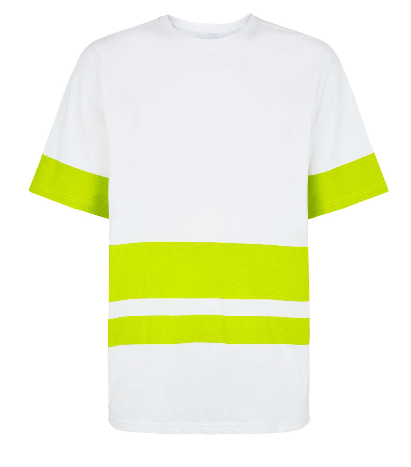 Green Neon Colour Block Stripe T-Shirt Image 4