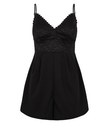 new look black lace playsuit