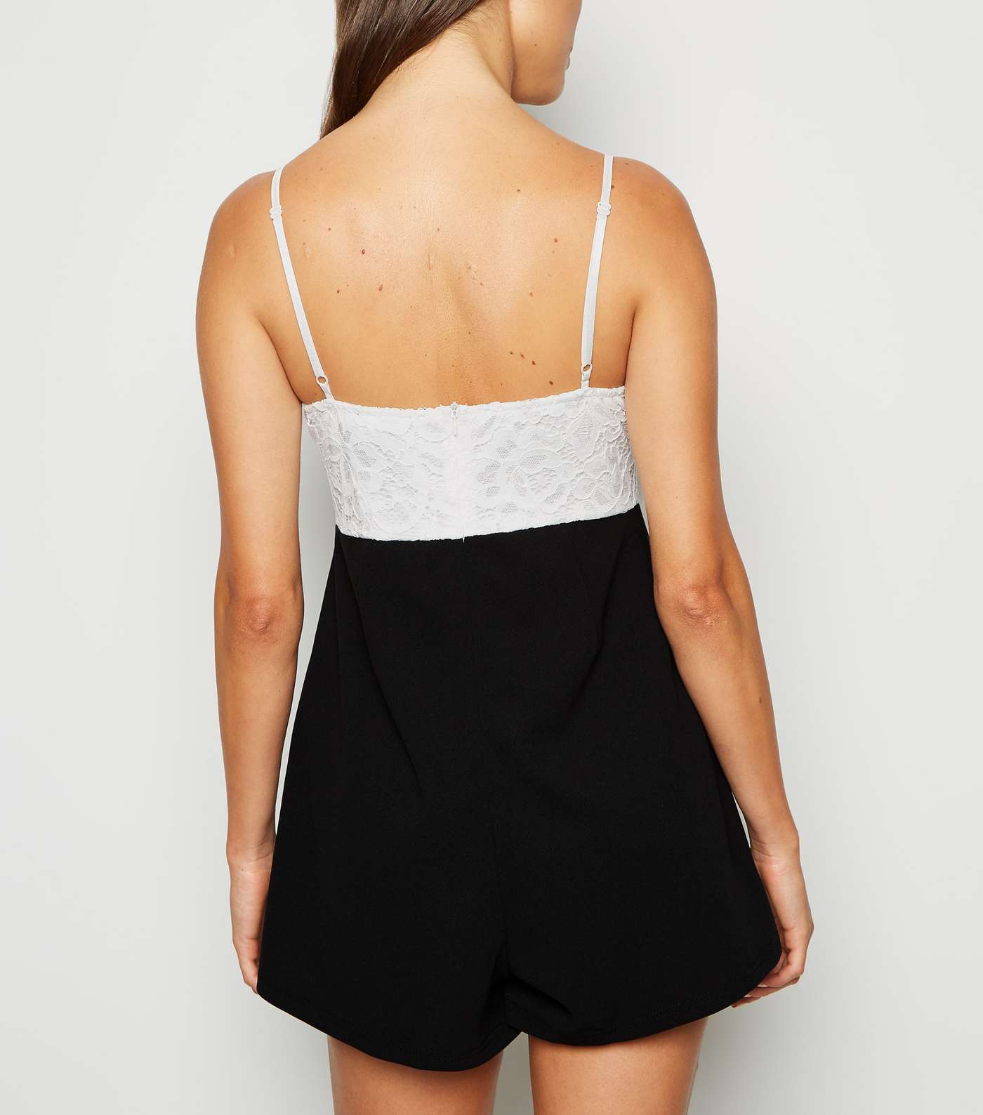 White and Black Lace Top Playsuit Image 5