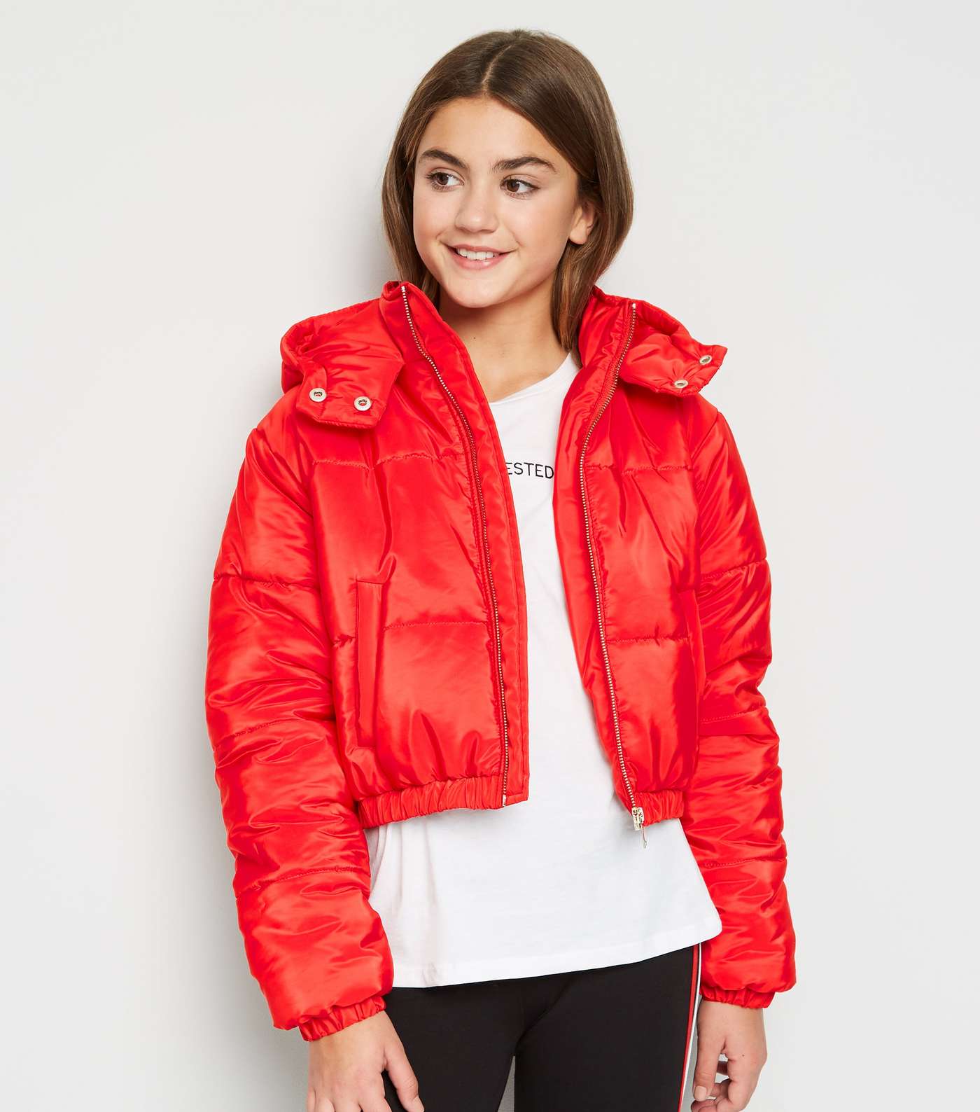 Girls Red Hooded Puffer Jacket